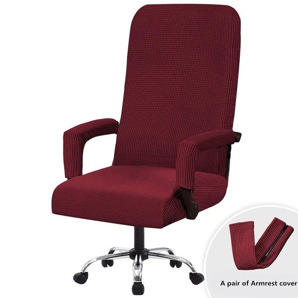 

stretch spandex computer seat chair covers office home solid color anti-dirty removable slipcovers with armrest