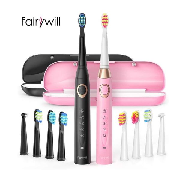 

smart electric toothbrush fairywill sonic fw508 black pink combination fast charge toothbrushes with portable travel case