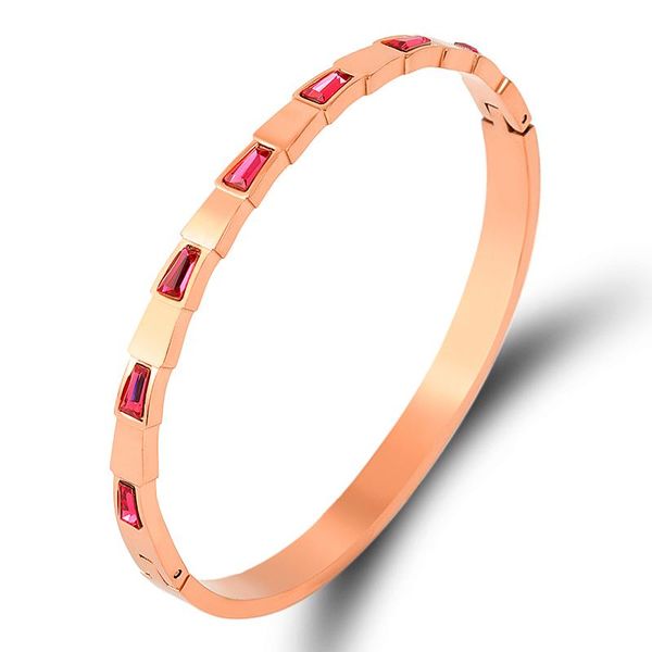 

bangle 2021 luxury chain bracelet for women jewelry titanium steel cubic zirconia bangles pink crystals screw bracelets rose gold color, Black