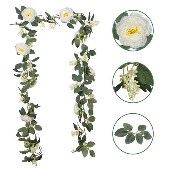 

decorative flowers & wreaths artificial flower silk camellia leaf garland vine real touch string with leaves wedding garden deor