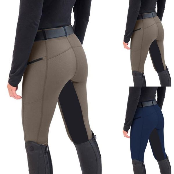 

women's pants & capris women patchwork horse riding equestrian breeches exercise high waist casual lady hip lift slim sports #g1, Black;white