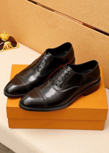 

men's dress shoes handmade genuine leather business office formal shoes male brand party wedding oxfords size 38-45, Black
