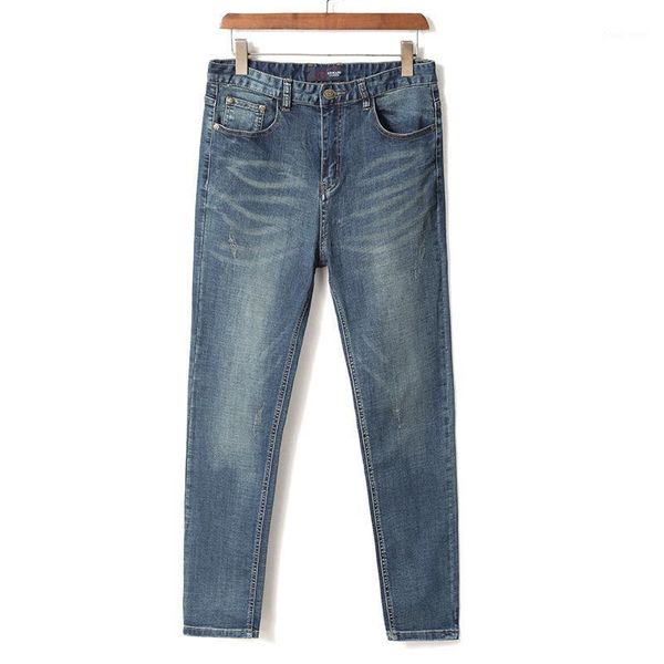 

men's jeans slim fit stretch fashion style denim trousers, Blue