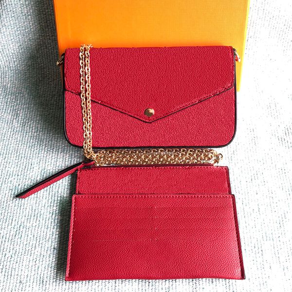

ladies leather clutch evening bags for women chain shoulder bag 3 in 1 luxury design crossbady messenger bag card holder purse with box 8 st