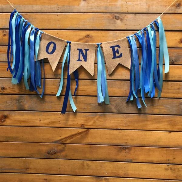 

party decoration ribbon one first birthday flag baby girl boy bunting shower decorate nursery garland