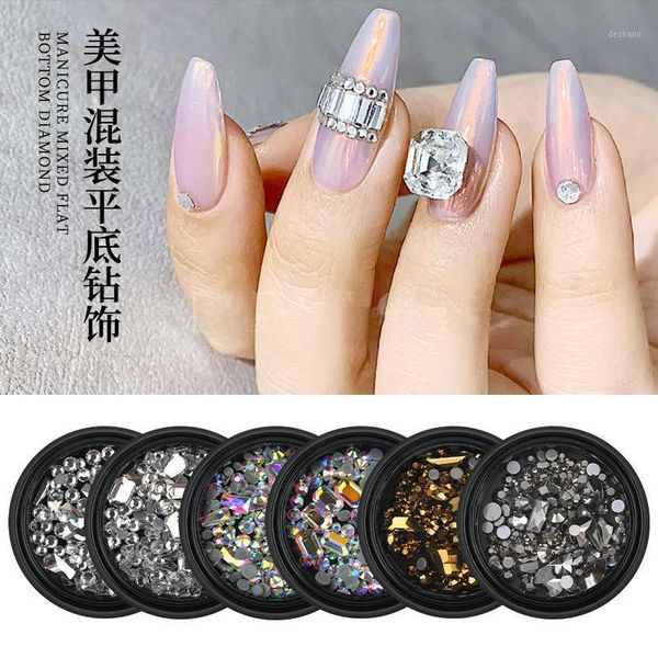 

gorgeous ab diamond nail art design, irregular mixed decoration, press on the nail, flat bottom shaped decoration decorations1, Silver;gold