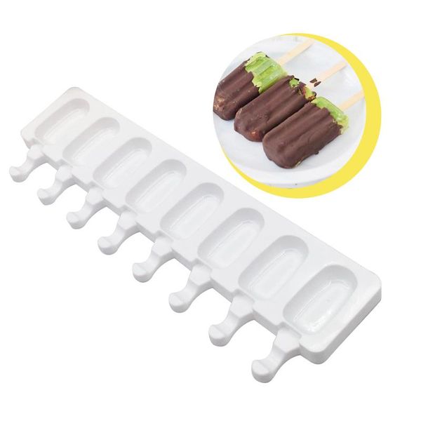 

baking moulds 4/8 grid ice cream mold makers silicone thick material diy molds cube dessert tray with popsicle