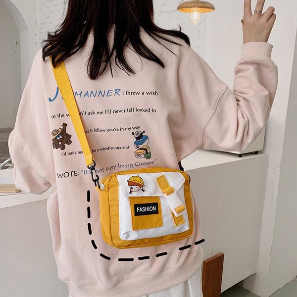 

evening bags korean fashion nylon small square bag harajuku girl solid color shoulder multifunctional diagonal mobile phone package