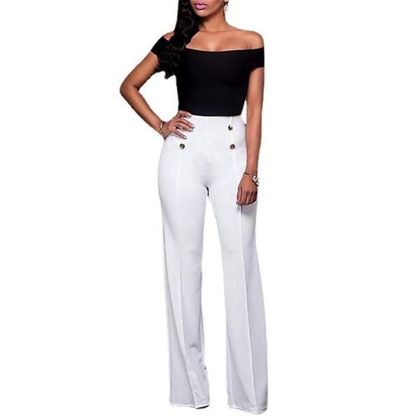 

women's pants & capris 2021 autumn european american temperament trousers fashion double-breasted buttocks high waist casual solid colo, Black;white