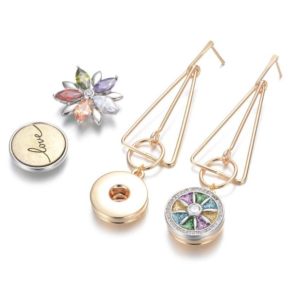 

dangle & chandelier 2colors option gingersnap earrings vocheng ginger snap jewelry for 18mm button charms long copper metal nn-704, Silver