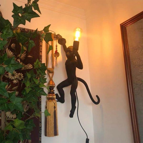 

wall lamp modern resin monkey led lamp, industrial style decorative living room animal el bedroom indoor lighting