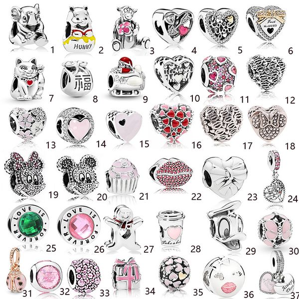 

925 sterling silver lips love charms fit pandora bracelet silver 925 jewelry diy beads for women and men fashion luxury gift, Black