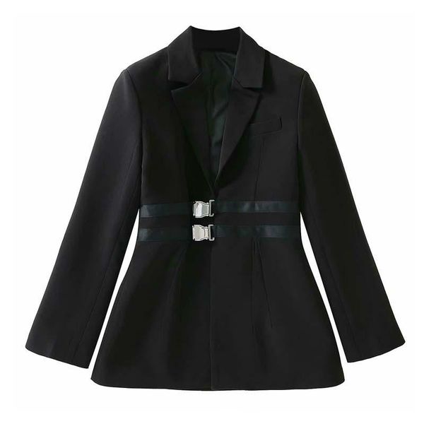 

[deat] women blazer v-neck sashes no deduction solid color long sleeve loose jacket fashion tide spring autumn 2021 13u599 women's suit, White;black