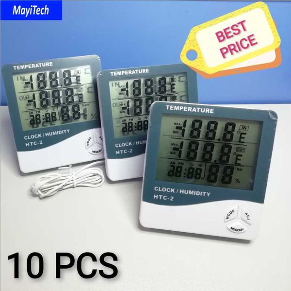

smart home control 10pcs/lot htc-2 digital indoor and external temperature & humidity time clock alarm