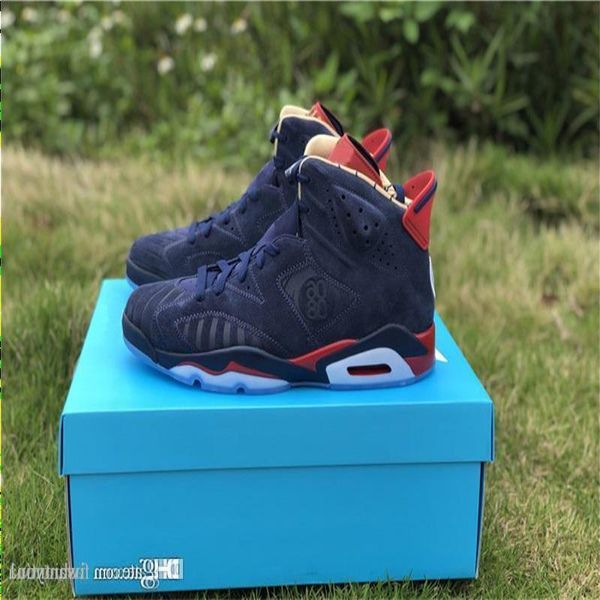 

doernbecher 7-13 air 6 high authentic red basketball shoes men db anniversary varsity navy metallic gold white 15th with original box 2 lqab