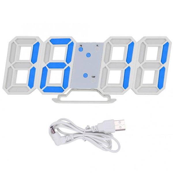 

digital po frames po 3d led wall clock alarm number time display usb charging home clocks
