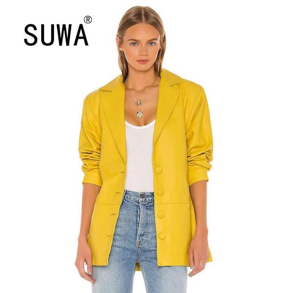 

women's trench coats ins recommend style neon yellow and jacket women long sleeve elegant work wear casual vintage office blazer outwea, Tan;black