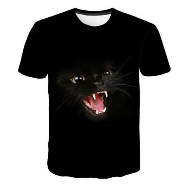 

men's t-shirts harajuku and women's t-shirt fashion 3d black cat print casual summer short sleeve o-neck graphic, White;black