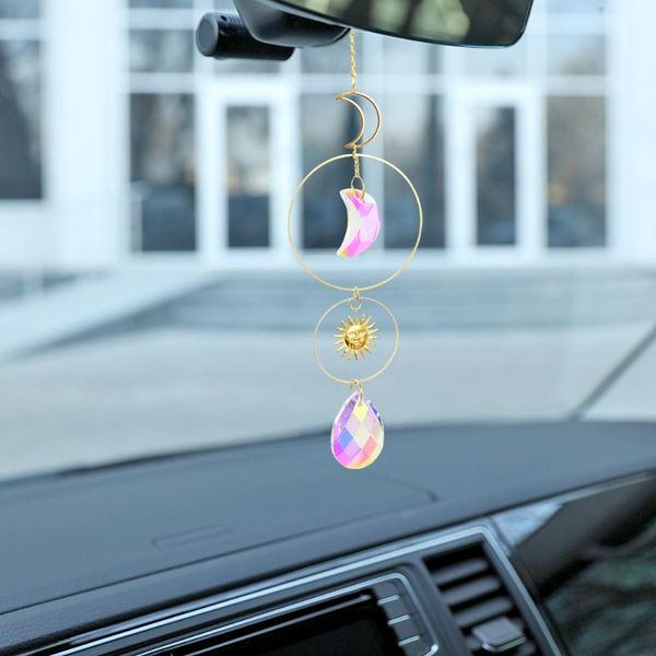 

decorative objects & figurines crystal star moon hanging metal pendant home lighting prisms accessory garden decor bead colorful diy