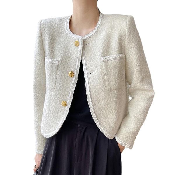 

women's wool & blends loose fit white black tweed elegant woolen coat parkas long sleeve fashion tide autumn winter 2021 coats