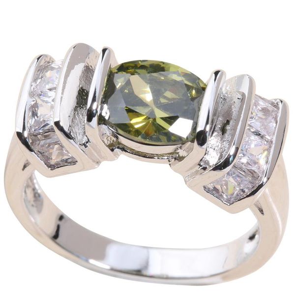 

wedding rings solitaire oval 5 color optiones red garnet green zircon silver plated argent ring size 6 7 8 9 s0671 s0682 s0720 s0789 s0815, Slivery;golden