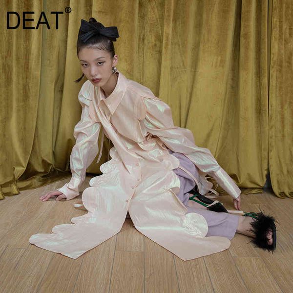 

women split joint long irregular big size dress lapel sleeve loose ruffles tide spring autumn 1da93711 210421, Black;gray