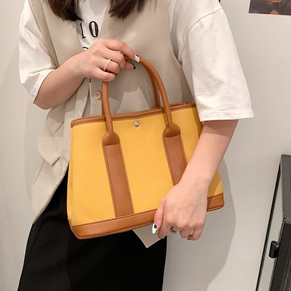

paris garden color canvas contrast stitching 2021 underarm shopping bag new mommy one-shoulder portable commuter female uqieq