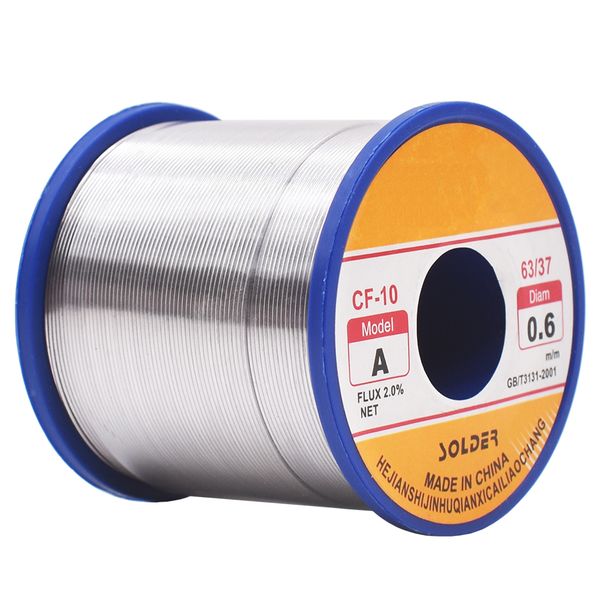 Fios de solda de lata de 500g Fios de solda do núcleo de Rosin 0.5mm 0.6mm 0.8mm 1.0mm 1.2mm 2% Linha de soldadura do reel do fluxo Rolo não limpo