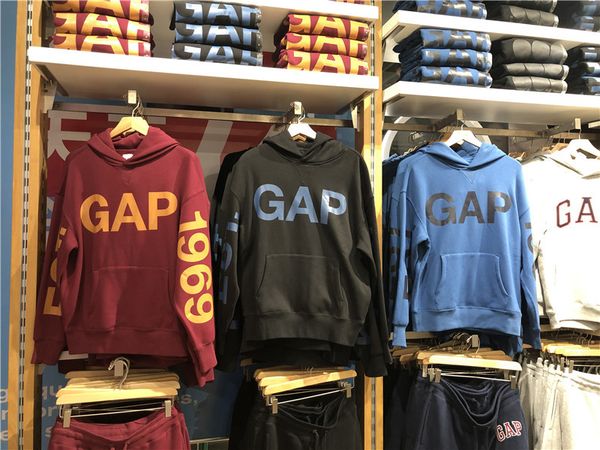 

brand hoodie gap men's contrast printed pullover sheared plush casual sweater fall 2021 new 627578, Black