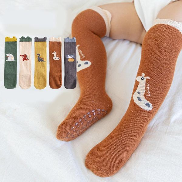 

socks 2021 autumn winter baby animal three-dimensional stockings dispensing non-slip over-the-knee for boys and girls, Pink;yellow