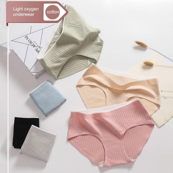 

women's panties middle waist solid color not easily deformed women briefs for inside wear, Black;pink