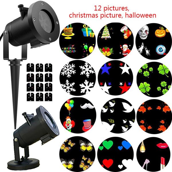 

effects 12 patterns christmas laser snowflake projector waterproof led outdoor stage lighting effect decoration for home
