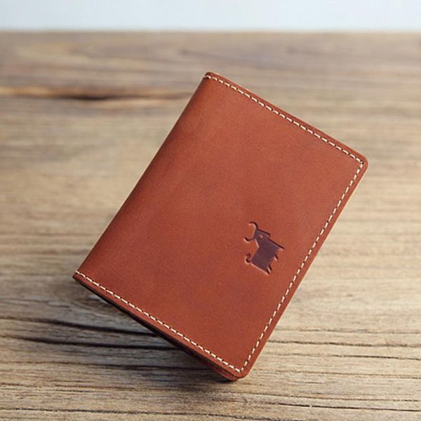 Подлинный кожаный держатель карты Men Vintage Wallet для S -планочных карт с тщательными карточками держателя владельцев организаторов организаторов владельцы организаторов