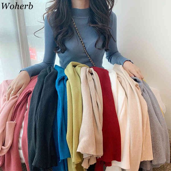 

new autumn winter half-turtleneck casual knitted sweater women slim stretch sweaters solid pullover girl soft jumper 210417, White;black