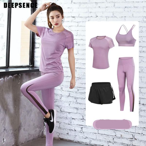 

yoga outfit deepsence comfort sport suit woman seamless running tracksuit crop pant fitness clothes workout leggings set 4pc