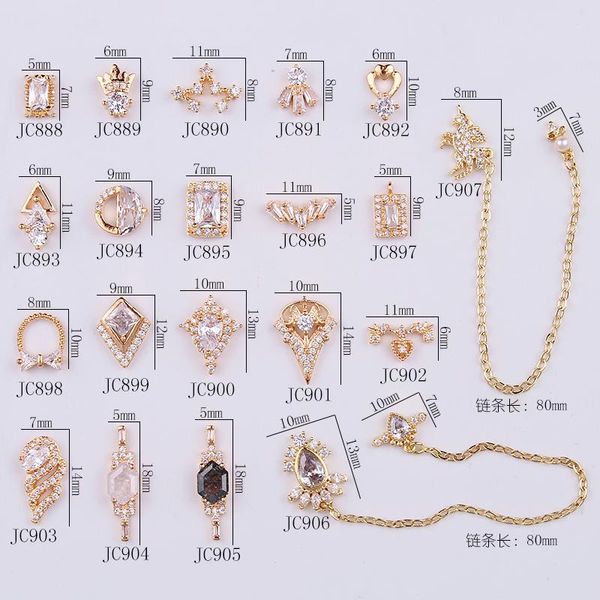 

nail art decorations 20pcs/lot zircon crystal diamond 3d jewellery japanese level quality manicure, Silver;gold