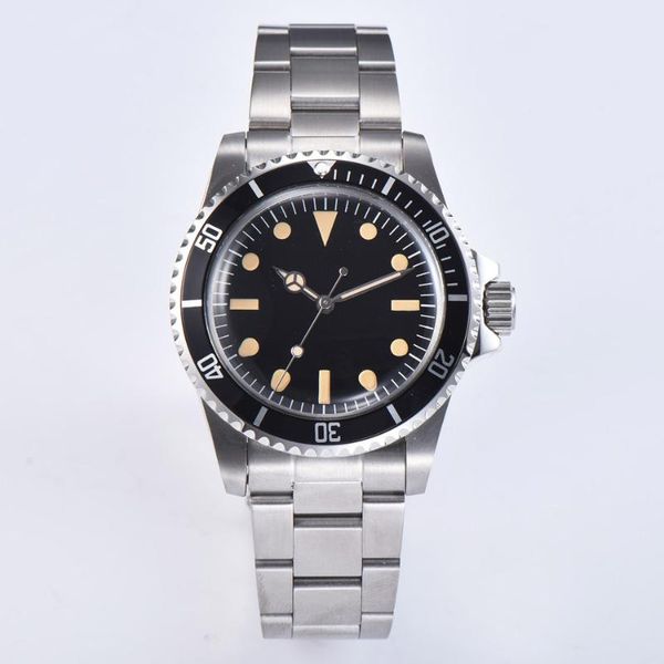 

wristwatches antique watch 1960 retro men's 39.5mm japanese nh35 movement black sterile dial aluminum plate bezel luminous a1, Slivery;brown