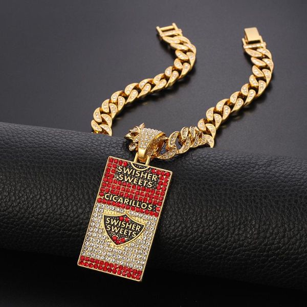 

pendant necklaces men women hip hop jewelry sweets brand necklace miami big gold cuban chain iced out bling luxury charm choker, Silver
