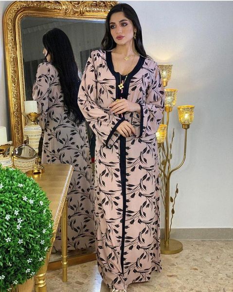 

donsignet muslim dress fashion middle eastern ramadan print flower abya abaya turkey long dresses women ethnic clothing, Red