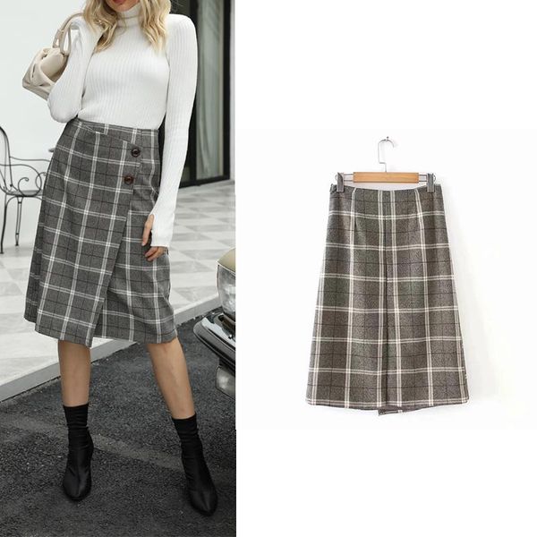 

skirts 2021 autumn women's plaid casual fashion button-up, Black