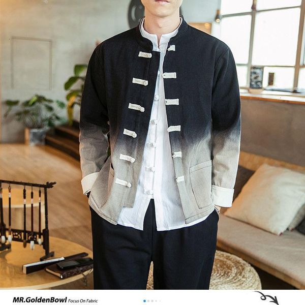 

men's jackets mrgoldenbow japnese gradient color man jacket plus size men casual long sleeve coats tang clothes 2021 autumn male, Black;brown