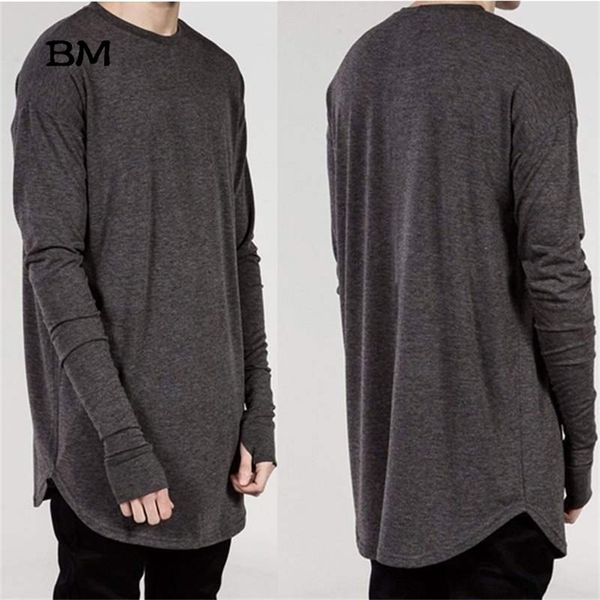 

hip hop streetwear thumb hole man tshirt wholesale fashion t shirt men autumn long sleeve oversize design hold hand t-shirts 220304, White;black