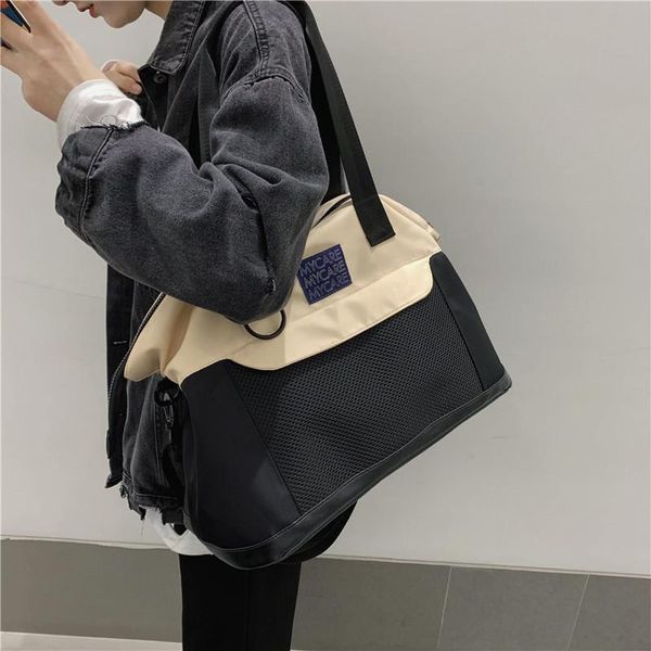 

handbags stitching shoulder bag casual messenger large capacity nylon tote sac shopper female bags cross body