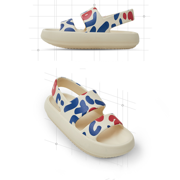 

sandals outside for women summer platform shoes printing beach female slides slippers outdoor eva 4cm thick sole non-slip, Black