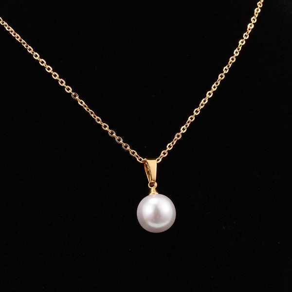 

pendant necklaces 2021 trend natural pearl on neck stainless steel necklace for women men rose gold charms jewelry holiday gift l47, Silver