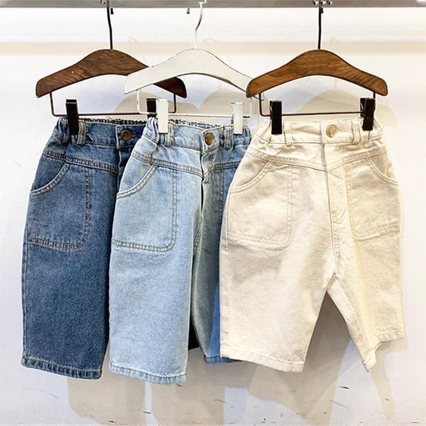 

jeans 2021 autumn children's clothing style boys and girls fashion denim big pocket slightly broken loose casual pants, Blue