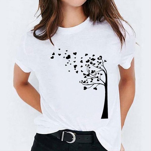 

graphic dandelion sweet love heart womens summer autumn print lady ladies female tee, White