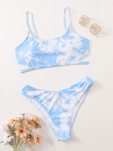 

plus tie dye bikini swimsuit k1hi#, Black