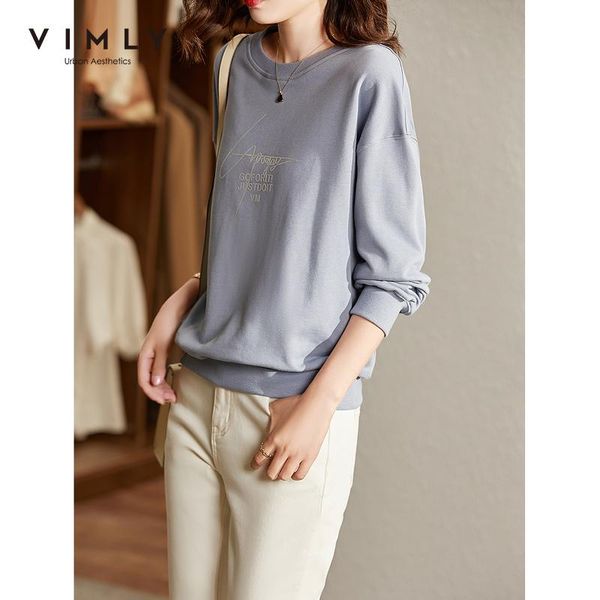 

women's hoodies & sweatshirts vimly sweatshirt women fashion round neck letter print pullover casual clothes long sleeve cotton female, Black