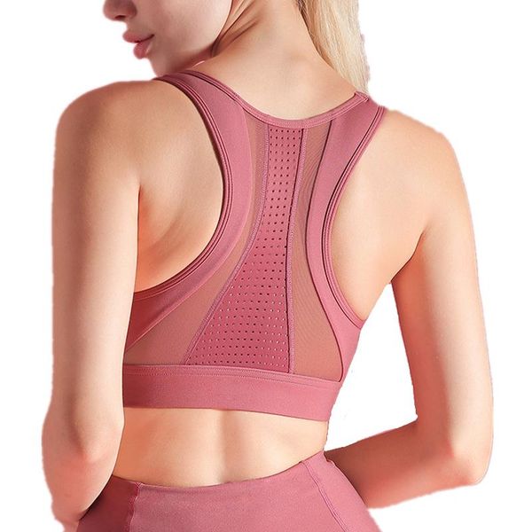 

gym clothing myzyqg women sports yoga bra vest mesh stitching breathable fitness tank ladies shockproof beauty back workout running, White;black